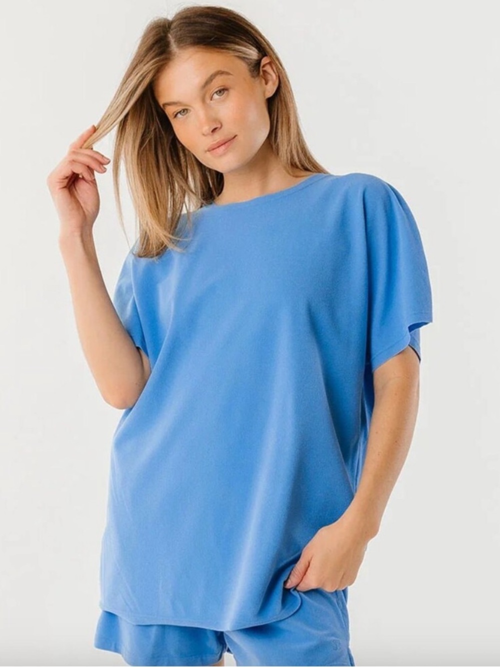 Albion Oversized Stretch Jersey Tee Shirt Cobalt Blue